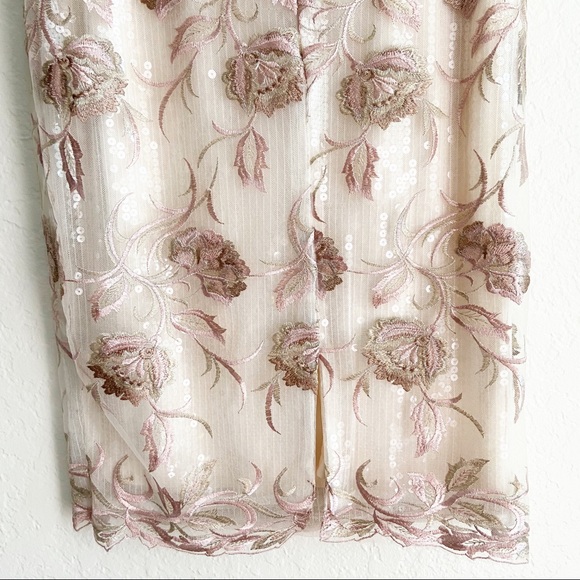 SOLD Marchesa Notte Embroidered Sequin Dress Ivory - Picture 9 of 12